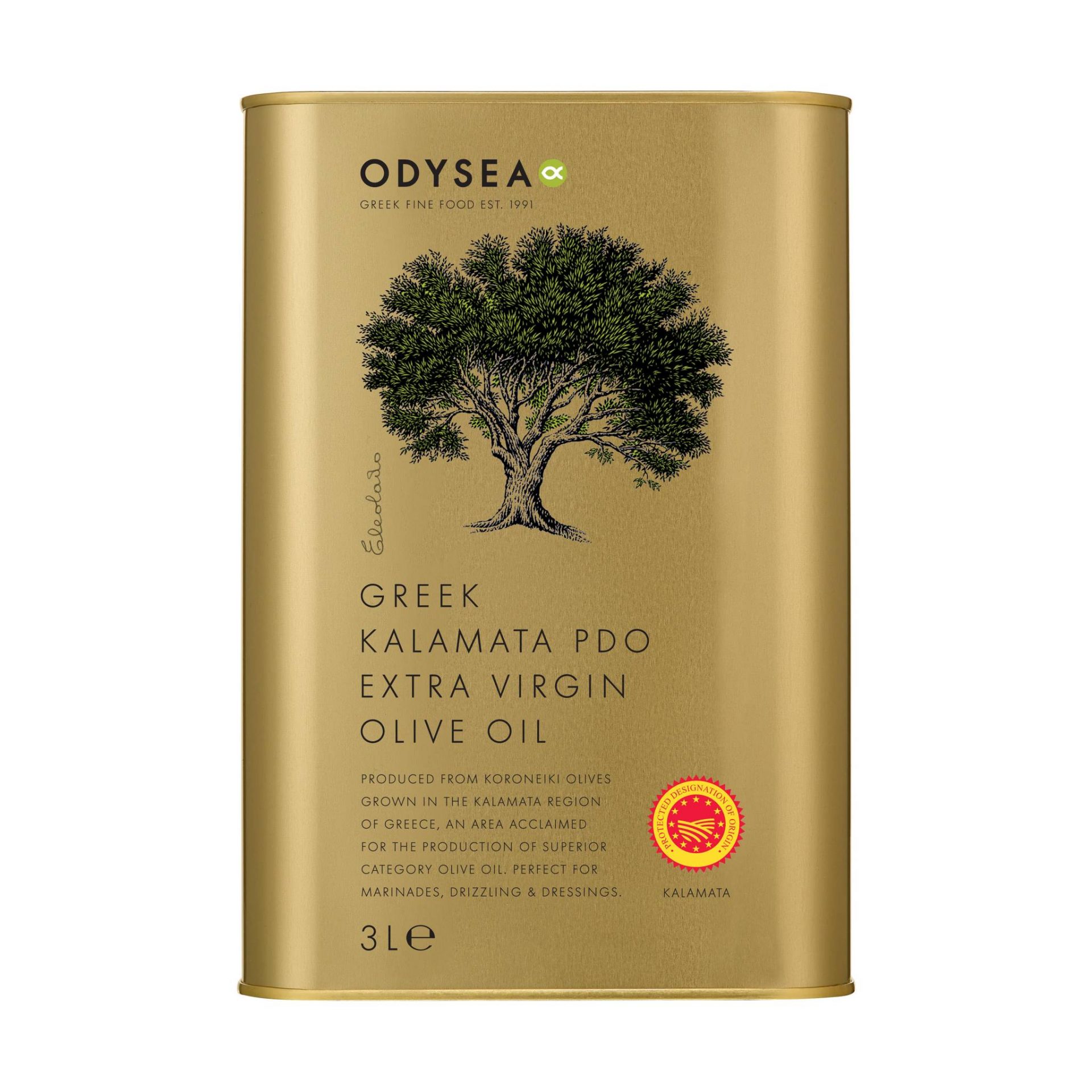 Odysea Greek PDO Kalamata Extra Virgin Olive Oil (3l Tin) The Good